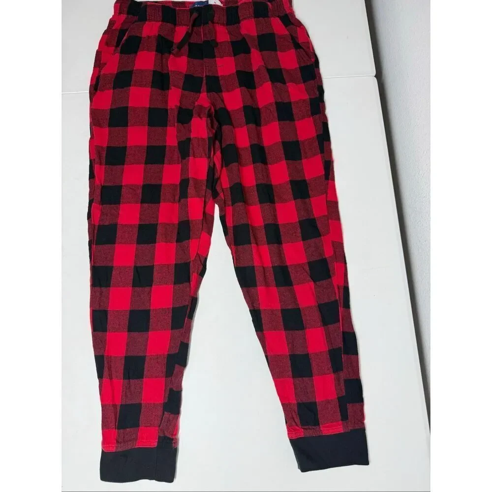 Old Navy Men’s Flannel Jogger Pajama Pants Sleep Lounge Red Black Plaid Sz M